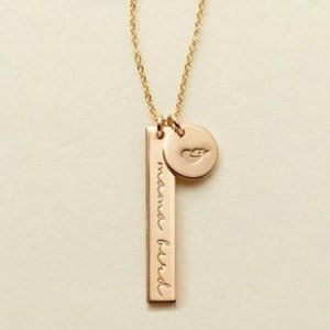 NEW Mama Bird Gold Coin Disc Charm Bar Necklace